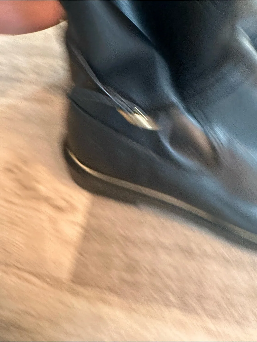 Zara Black Ankle Boots Size 35 Buckle Strap Gold Trim Moto Booties - Picture 9 of 12